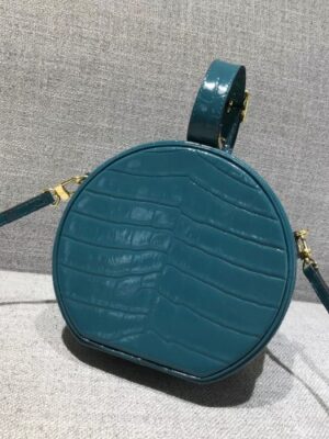 Louis Vuitton Replica Croco Pattern Petite Boite Chapeau Bag Cyan 2018