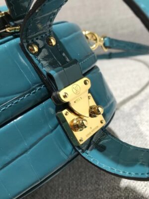 Louis Vuitton Replica Croco Pattern Petite Boite Chapeau Bag Cyan 2018