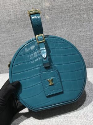 Louis Vuitton Replica Croco Pattern Petite Boite Chapeau Bag Cyan 2018