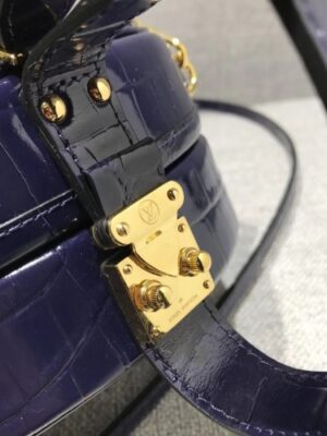 Louis Vuitton Replica Croco Pattern Petite Boite Chapeau Bag Navy Blue 2018