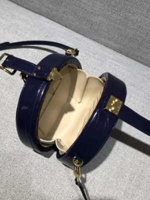 Louis Vuitton Replica Croco Pattern Petite Boite Chapeau Bag Navy Blue 2018