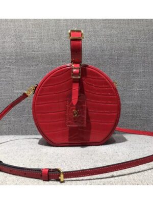 Louis Vuitton Replica Croco Pattern Petite Boite Chapeau Bag Red 2018