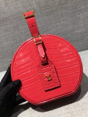 Louis Vuitton Replica Croco Pattern Petite Boite Chapeau Bag Red 2018