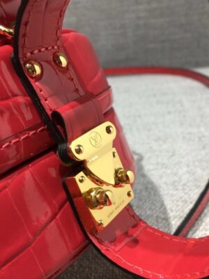 Louis Vuitton Replica Croco Pattern Petite Boite Chapeau Bag Red 2018