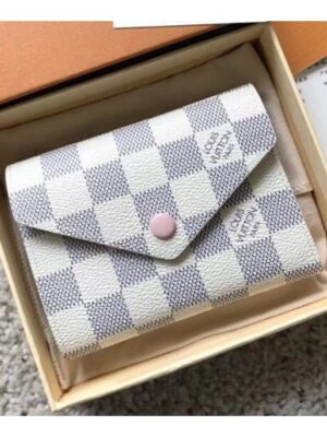 Louis Vuitton Replica Damier Azur Canvas Envelop Victorine Wallet N64022 Pale Pink