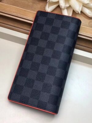 Louis Vuitton Replica Damier Cobalt Canvas Brazza Wallet Orange Logo 2019