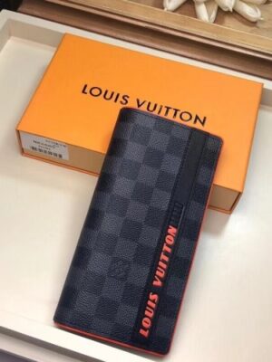 Louis Vuitton Replica Damier Cobalt Canvas Brazza Wallet Orange Logo 2019