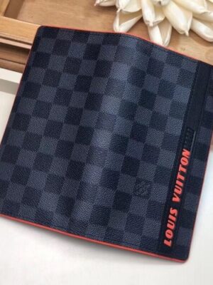 Louis Vuitton Replica Damier Cobalt Canvas Brazza Wallet Orange Logo 2019