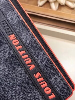 Louis Vuitton Replica Damier Cobalt Canvas Brazza Wallet Orange Logo 2019