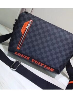 Louis Vuitton Replica Damier Cobalt Canvas Discovery Messenger PM Bag Orange Logo 2019