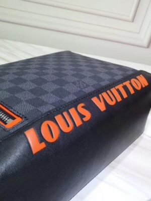 Louis Vuitton Replica Damier Cobalt Canvas Discovery Messenger PM Bag Orange Logo 2019