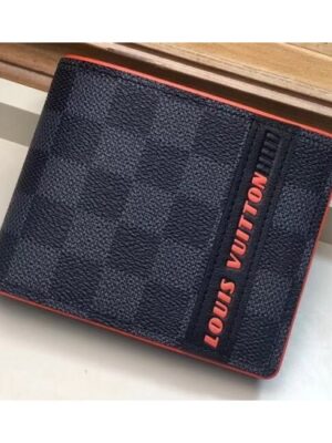 Louis Vuitton Replica Damier Cobalt Canvas Multiple Wallet Orange Logo 2019