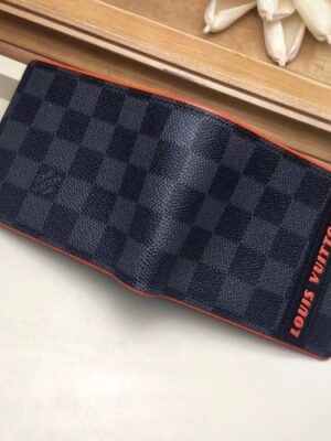 Louis Vuitton Replica Damier Cobalt Canvas Multiple Wallet Orange Logo 2019