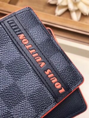 Louis Vuitton Replica Damier Cobalt Canvas Multiple Wallet Orange Logo 2019