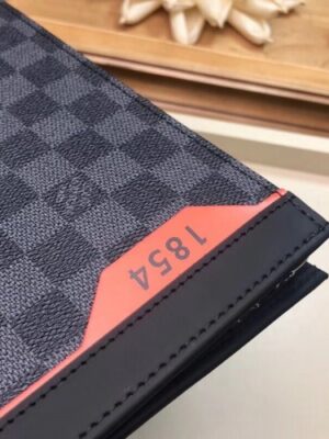 Louis Vuitton Replica Damier Cobalt Canvas Pochette Voyage MM Bag N60241 Orange Logo 2019