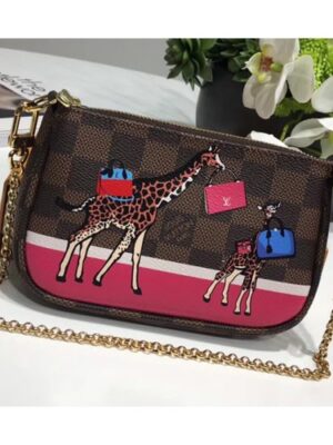 Louis Vuitton Replica Damier Ebene Canvas Animal Print Mini Pochette Bag N58009 2017