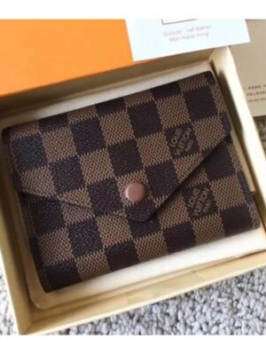 Louis Vuitton Replica Damier Ebene Canvas Envelop Victorine Wallet N41659 Coffee