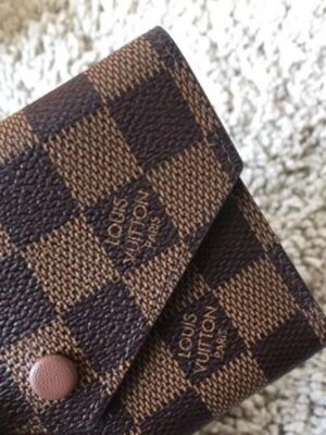 Louis Vuitton Replica Damier Ebene Canvas Envelop Victorine Wallet N41659 Coffee