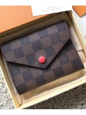 Louis Vuitton Replica Damier Ebene Canvas Envelop Victorine Wallet N41659 Red