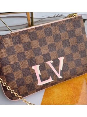 Louis Vuitton Replica Damier Ebene Canvas Pochette Double Zip Bag N60254 2019