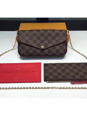 Louis Vuitton Replica Damier Ebene Canvas Pochette Felicie Chain Wallet M63032 Bag