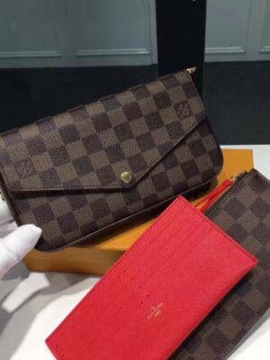 Louis Vuitton Replica Damier Ebene Canvas Pochette Felicie Chain Wallet M63032 Bag