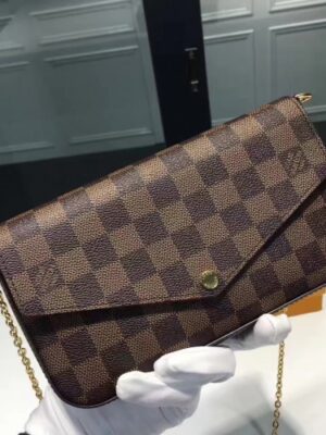 Louis Vuitton Replica Damier Ebene Canvas Pochette Felicie Chain Wallet M63032 Bag