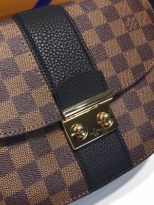 Louis Vuitton Replica Damier Ebene Canvas With Stripe Taurillon Leather Wight Bag N64418 Black 2017