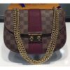 Louis Vuitton Replica Damier Ebene Canvas With Stripe Taurillon Leather Wight Bag N64418 Burgundy 2017