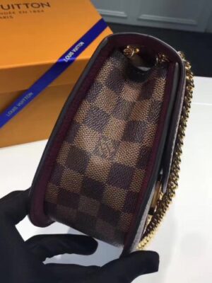 Louis Vuitton Replica Damier Ebene Canvas With Stripe Taurillon Leather Wight Bag N64418 Burgundy 2017