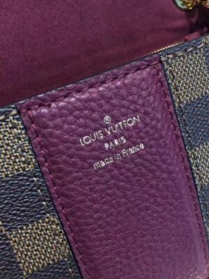 Louis Vuitton Replica Damier Ebene Canvas With Stripe Taurillon Leather Wight Bag N64418 Burgundy 2017