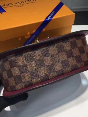 Louis Vuitton Replica Damier Ebene Canvas With Stripe Taurillon Leather Wight Bag N64418 Burgundy 2017