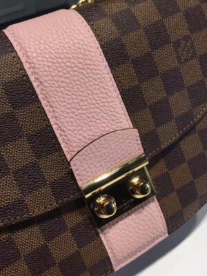 Louis Vuitton Replica Damier Ebene Canvas With Stripe Taurillon Leather Wight Bag N64418 Magnolia 2017