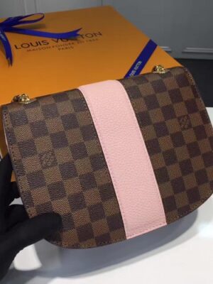 Louis Vuitton Replica Damier Ebene Canvas With Stripe Taurillon Leather Wight Bag N64418 Magnolia 2017