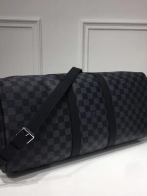 Louis Vuitton Replica Damier Graphite Canvas With Iconic Label Kepall 45 Bandoulière N41057 2017