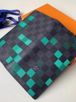 Louis Vuitton Replica Damier Graphite Pixel Canvas Brazza Wallet N60161 Green 2019