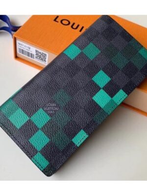 Louis Vuitton Replica Damier Graphite Pixel Canvas Brazza Wallet N60161 Green 2019