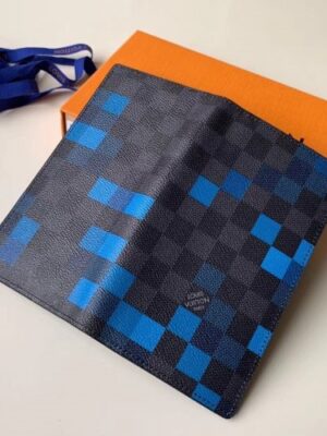 Louis Vuitton Replica Damier Graphite Pixel Canvas Brazza Wallet N60162 Blue 2019