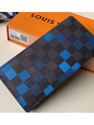 Louis Vuitton Replica Damier Graphite Pixel Canvas Brazza Wallet N60162 Blue 2019