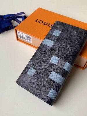 Louis Vuitton Replica Damier Graphite Pixel Canvas Brazza Wallet N60163 Gray 2019