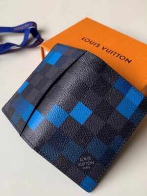 Louis Vuitton Replica Damier Graphite Pixel Canvas Pocket Organiser Wallet N60158 Blue 2019