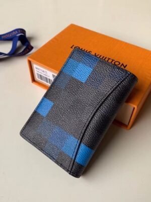 Louis Vuitton Replica Damier Graphite Pixel Canvas Pocket Organiser Wallet N60158 Blue 2019