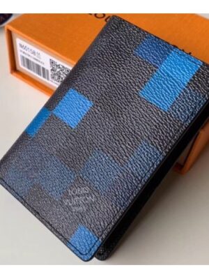 Louis Vuitton Replica Damier Graphite Pixel Canvas Pocket Organiser Wallet N60158 Blue 2019