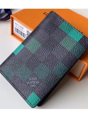 Louis Vuitton Replica Damier Graphite Pixel Canvas Pocket Organiser Wallet N60160 Green 2019