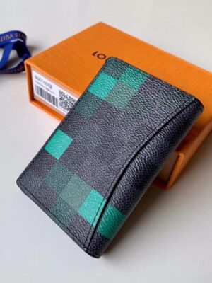 Louis Vuitton Replica Damier Graphite Pixel Canvas Pocket Organiser Wallet N60160 Green 2019