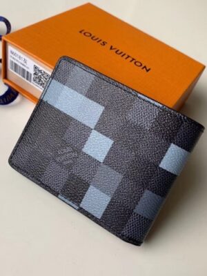 Louis Vuitton Replica Damier Graphite Pixel Canvas Slender Wallet N60181 Gray 2019