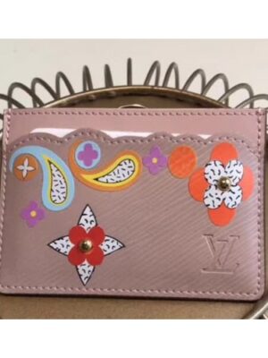 Louis Vuitton Replica Epi Leather Card Holder with Monogram flower M62068 Pink