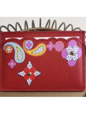 Louis Vuitton Replica Epi Leather Card Holder with Monogram flower M62068 Red