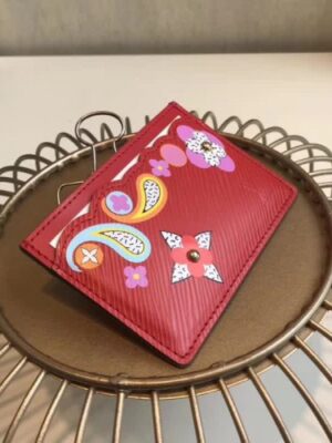 Louis Vuitton Replica Epi Leather Card Holder with Monogram flower M62068 Red