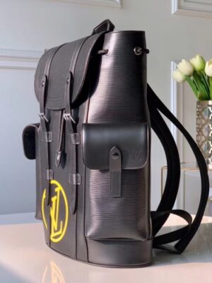 Louis Vuitton Replica Epi Leather Christopher PM Backpack Bag M55138 Black with LV Replica Logo